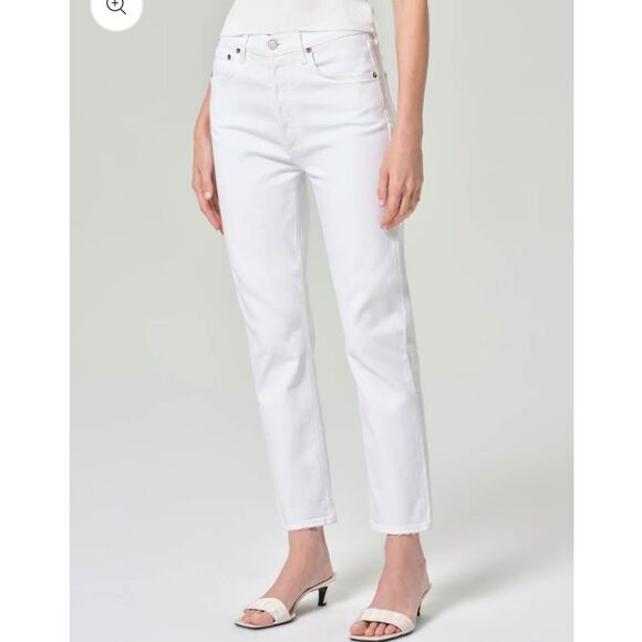 AGOLDE Riley High Rise Straight Crop Jean in Sour Cream White Size 26 - Picture 3 of 13
